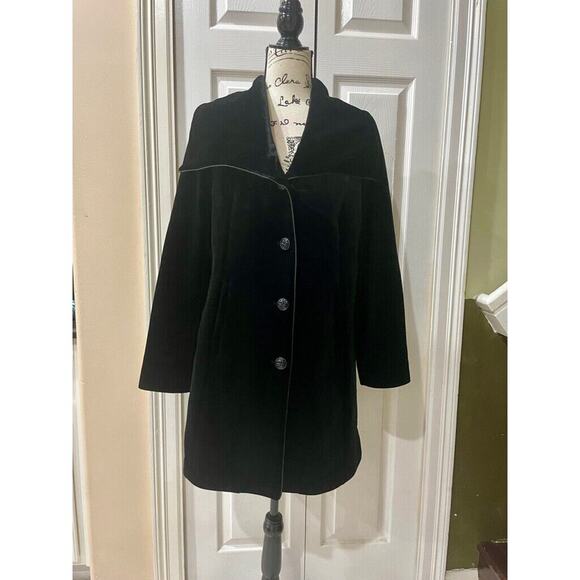 LAUNDRY BY SHELLI SEGAL COAT BLAZER BLACK VELVET SZ L SOPHISTICATED CHIC TRENDY - Picture 14 of 15